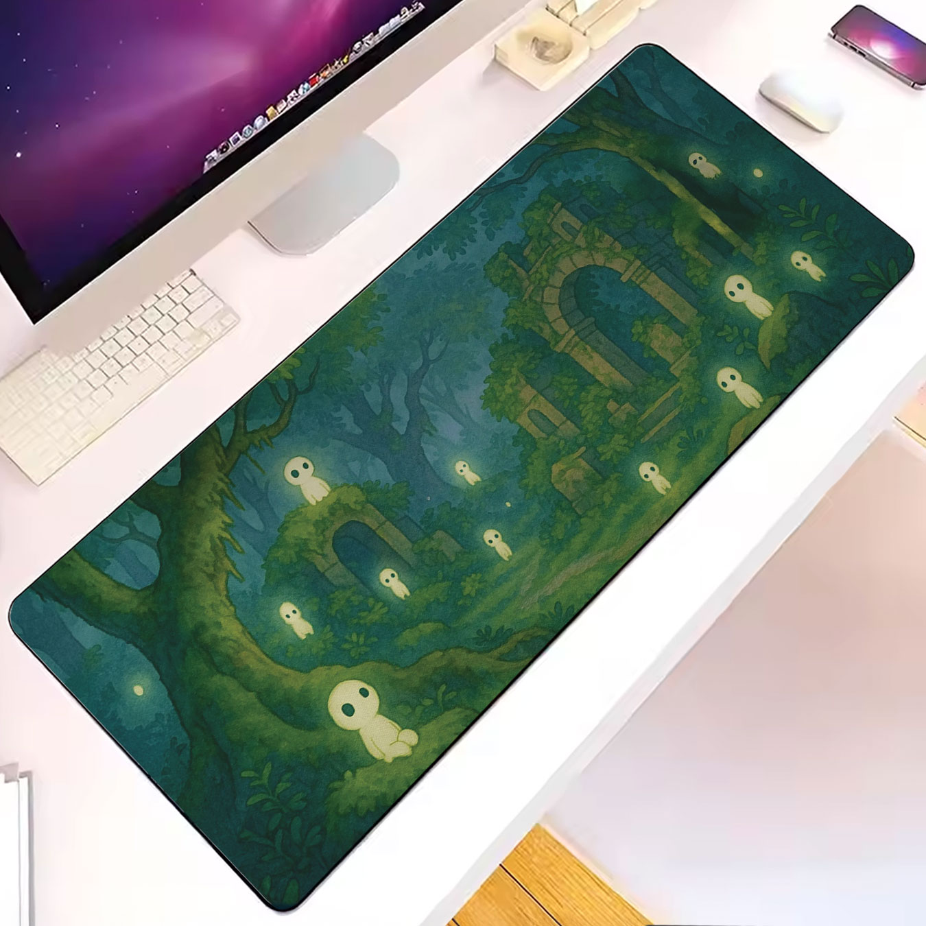 Princess Mononoke Kodama Forest Ruins Desk Mat - Studio Ghibli Mouse Pad 6 Princess Mononoke Kodama Forest Ruins Desk Mat 3