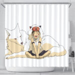 Princess Mononoke Shower Curtain White Set 4PCS