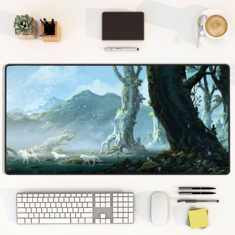 Princess Mononoke Wolf Spirit Desk Mat – Forest Guardian Anime Mouse Pad 4