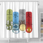 Studio Ghibli Four Elements Shower Curtain: Totoro, Haku, Calcifer, Kodama