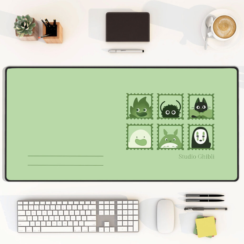 Studio Ghibli Green Stamp Characters Desk Mat 1