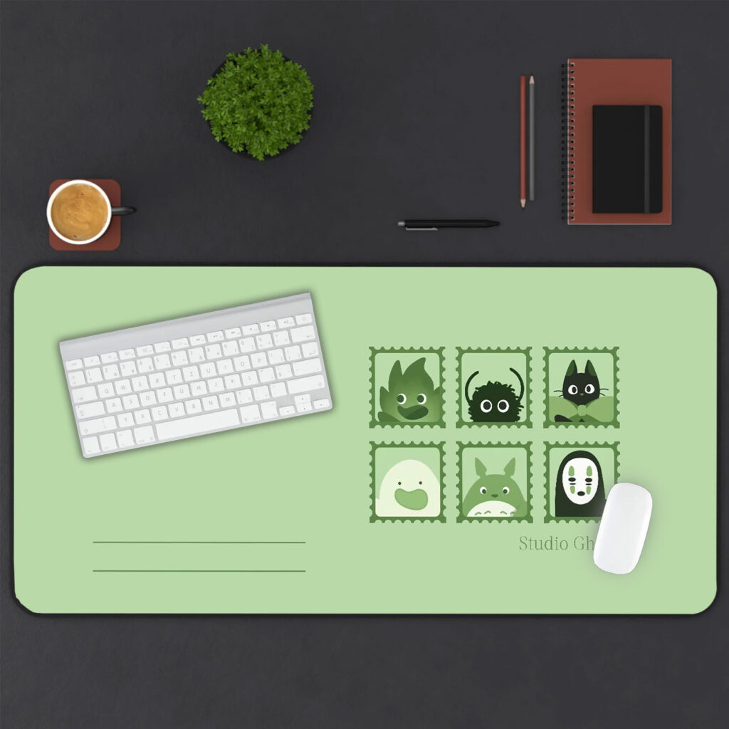 Studio Ghibli Green Stamp Characters Desk Mat 4