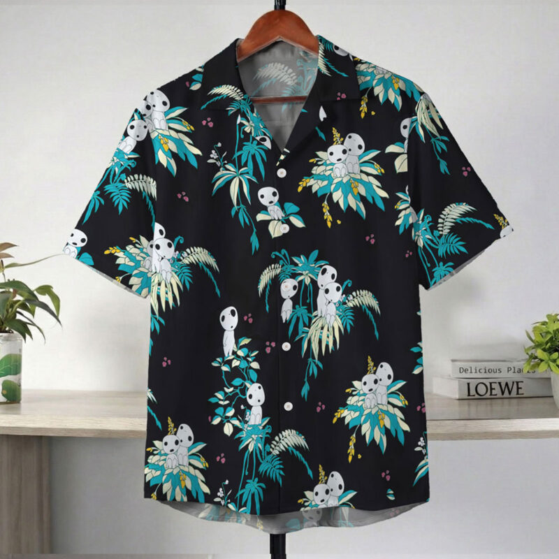 Studio Ghibli Kodama Forest Spirit Black Hawaiian Shirt 2