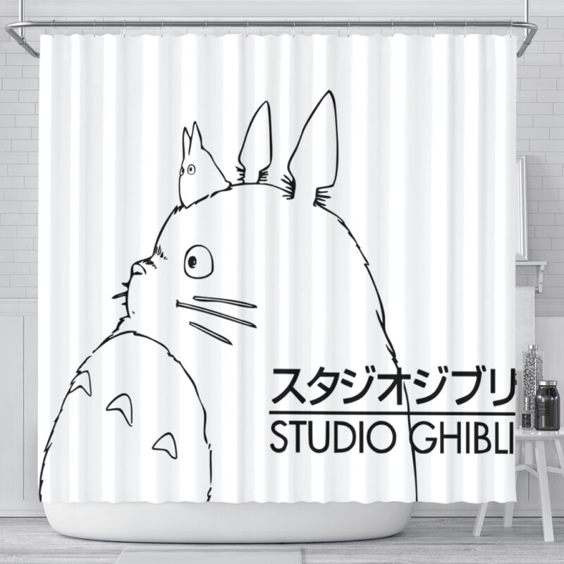 Studio Ghibli Logo Official White Shower Curtain 2