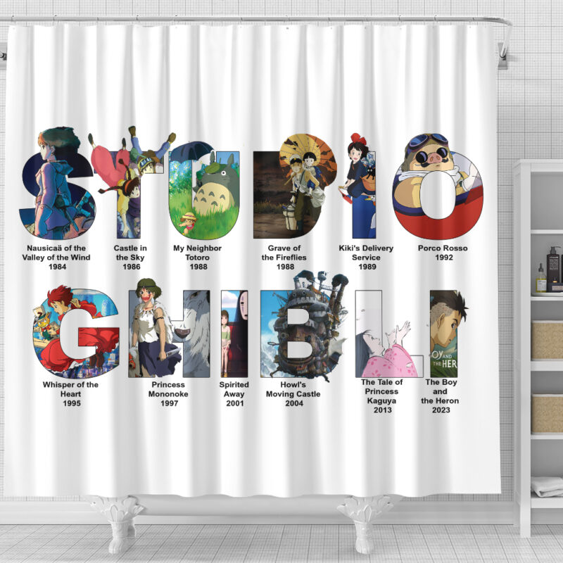 Studio Ghibli Movie Timeline Letter Art Shower Curtain 1