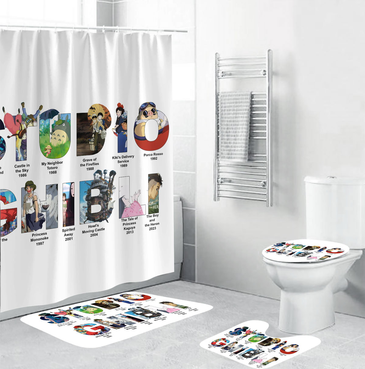 Studio Ghibli Movie Timeline Letter Art Shower Curtain 2 Studio Ghibli Movie Timeline Letter Art Shower Curtain - Image 2