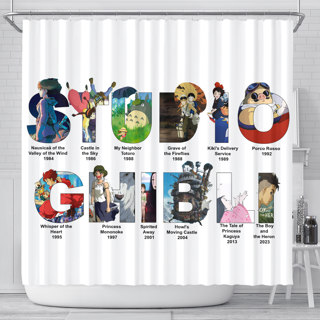 Studio Ghibli Movie Timeline Letter Art Shower Curtain 3 Studio Ghibli Movie Timeline Letter Art Shower Curtain - Image 3