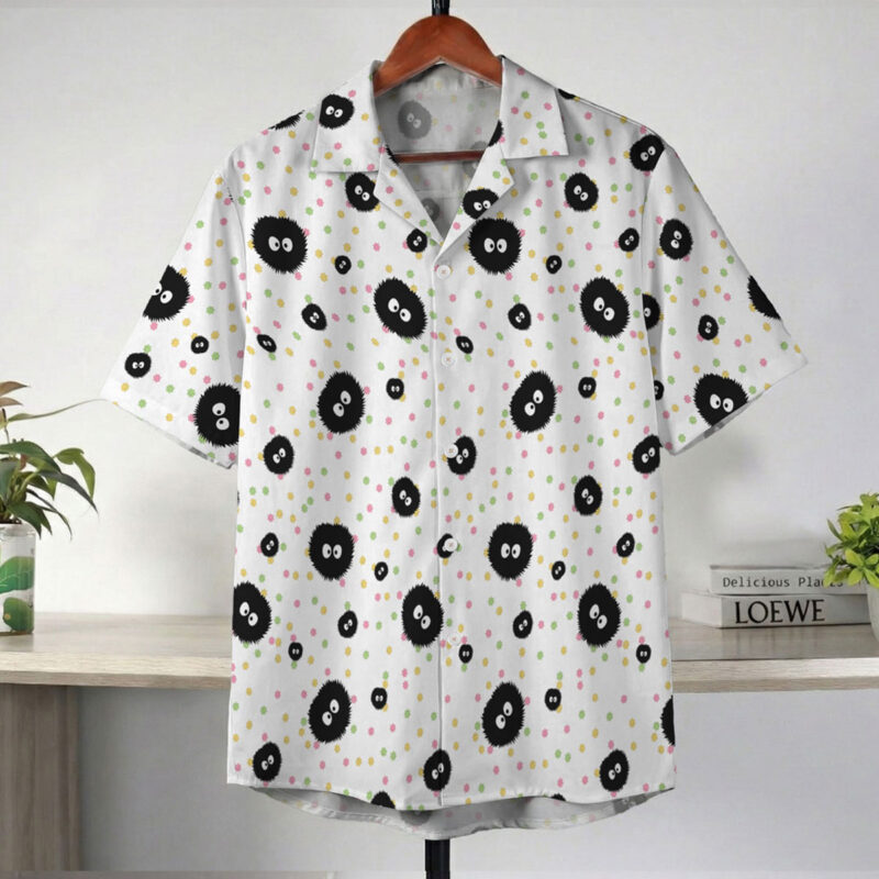 Studio Ghibli Soot Sprites White Polka Dot Hawaiian Shirt 2
