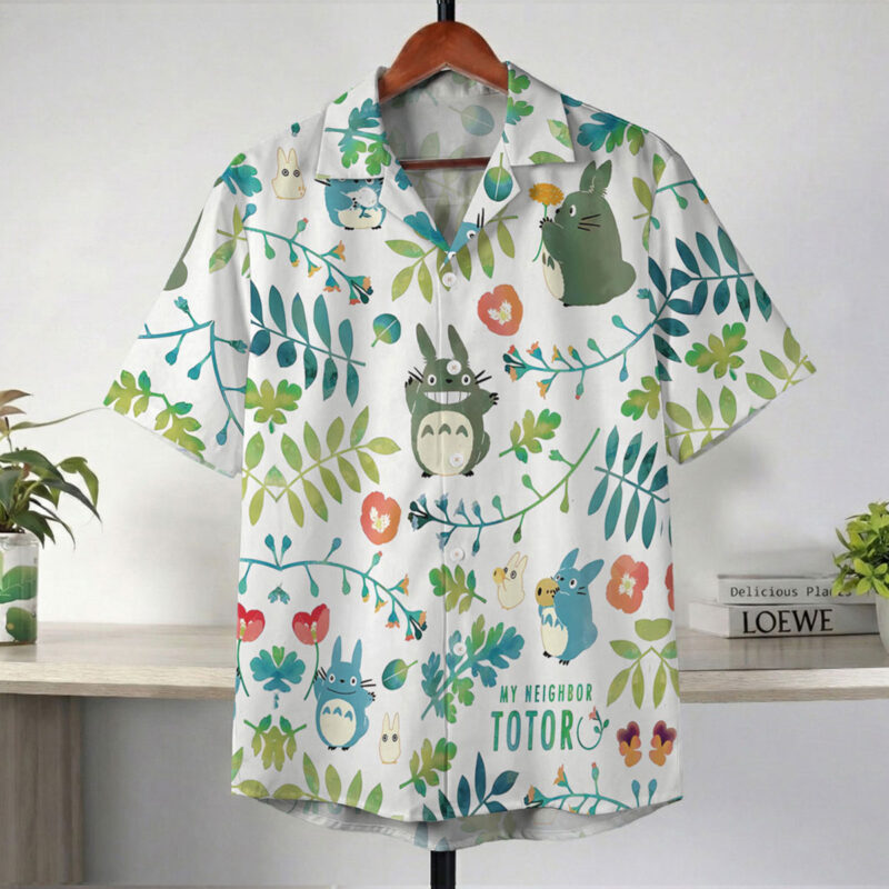 Studio Ghibli Totoro Forest Leaves Pattern Hawaiian Shirt 2