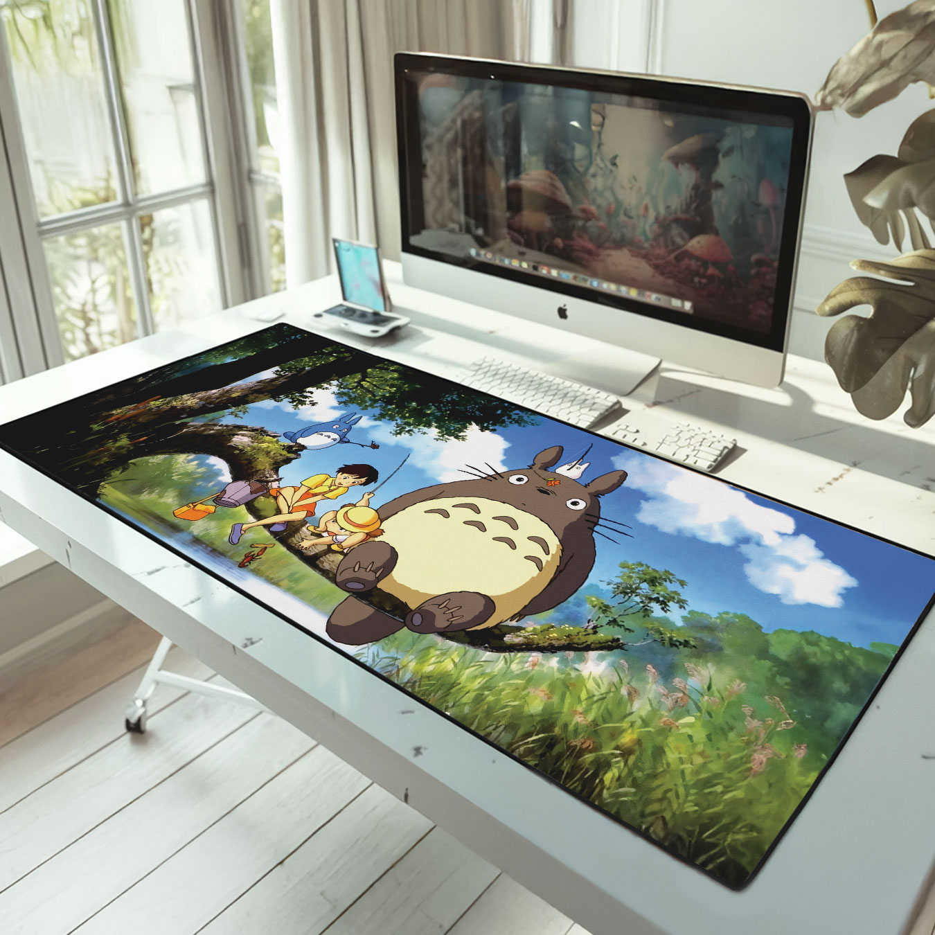 Totoro Forest Fishing Scene Desk Mat – Studio Ghibli Anime Mouse Pad 7 Totoro Forest Fishing Scene Desk Mat 4