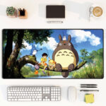 Totoro Forest Fishing Scene Desk Mat – Studio Ghibli Anime Mouse Pad