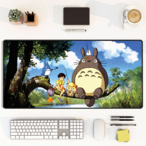 Totoro Forest Fishing Scene Desk Mat – Studio Ghibli Anime Mouse Pad