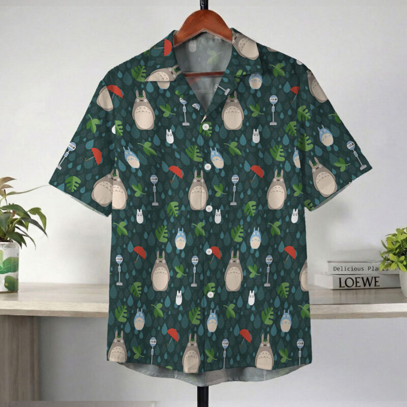 Totoro Forest Green Pattern Hawaiian Shirt 2