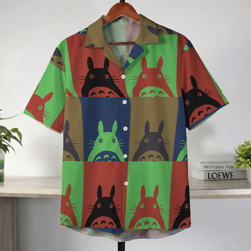 Totoro Pop Art Color Block Hawaiian Shirt 2