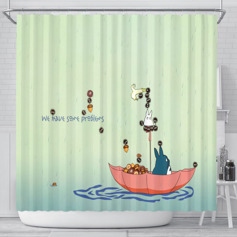 Totoro Umbrella Boat Soot Sprites Funny Ghibli Curtain 4