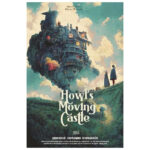 Howls Moving Castle Floating Castle Poster Print