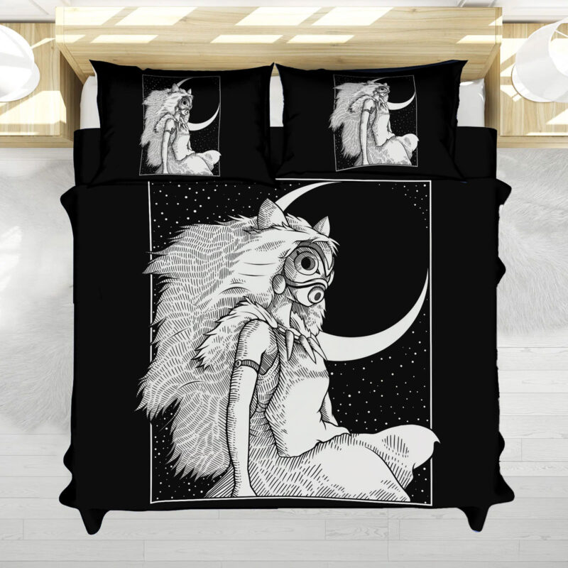 Princess Mononoke Moonlight Line Art Bed Set av2