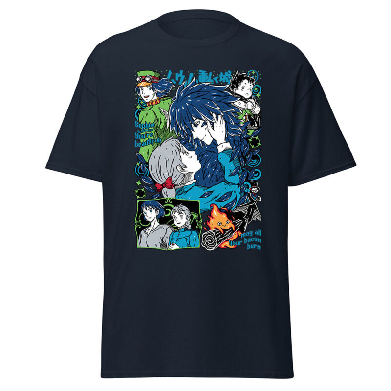 Studio Ghibli Howl and Sophie Character Collage T Shirts 4