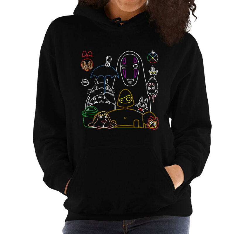 Studio Ghibli Neon Characters Hoodie av