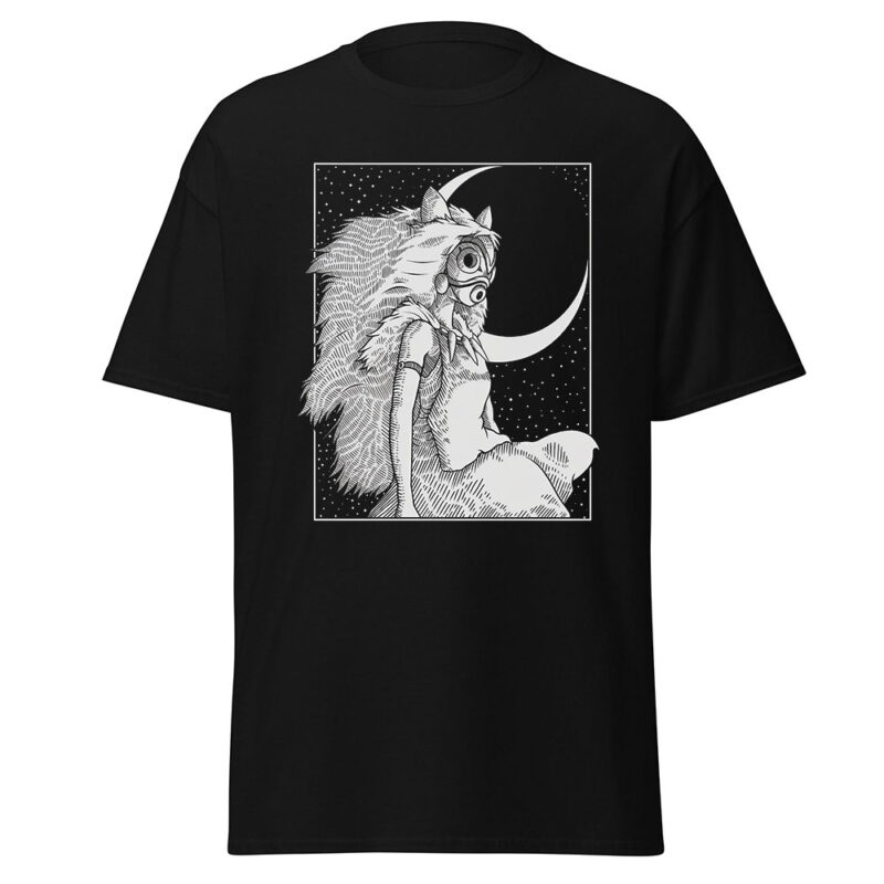 Studio Ghibli Princess Mononoke Moonlight Line Art T Shirt 2