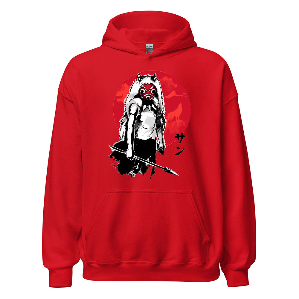 Studio Ghibli Princess Mononoke Red Sun Hoodie 9 Studio Ghibli Princess Mononoke Red Sun Hoodie