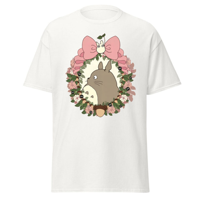 Studio Ghibli Totoro Floral Wreath Cute T Shirt 3