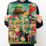 Studio Ghibli All Characters Collage Poster Vintage Style