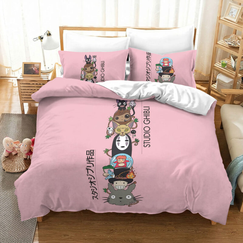 Studio Ghibli Totoro No Face Cute Pink Bedding Set 2
