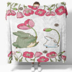 Totoro & Chibi Totoro Poppy Flower Plush Blanket