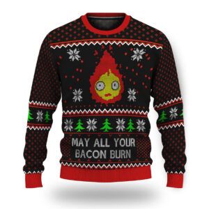 Howl’s Moving Castle Calcifer Bacon Ugly Christmas Sweater