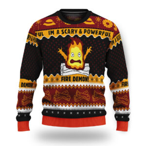 Howl’s Moving Castle Calcifer Fire Demon Ugly Christmas Sweater
