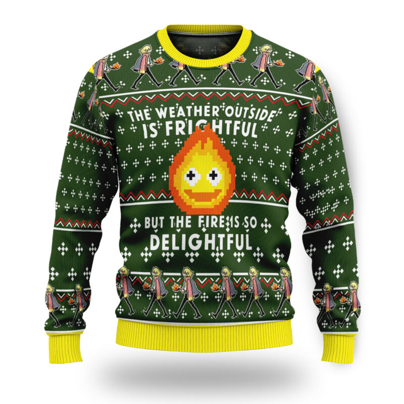 Howls Moving Castle Calcifer Ugly Christmas Sweater 1