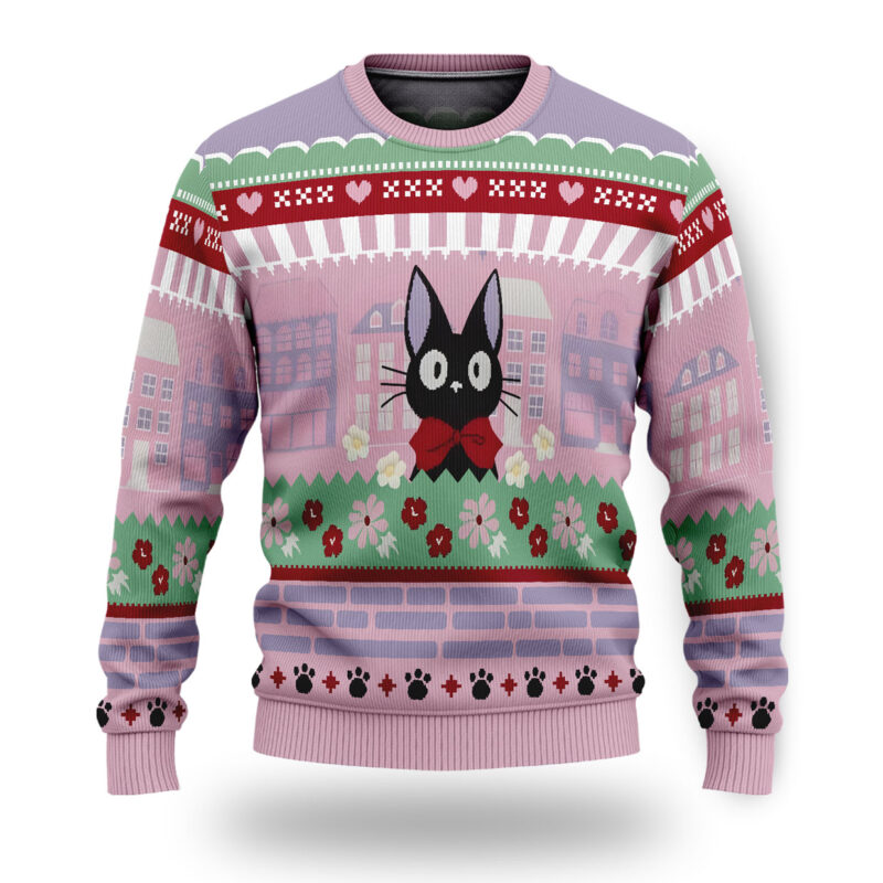 Kikis Delivery Service Jiji Cat Ugly Christmas Sweater 2