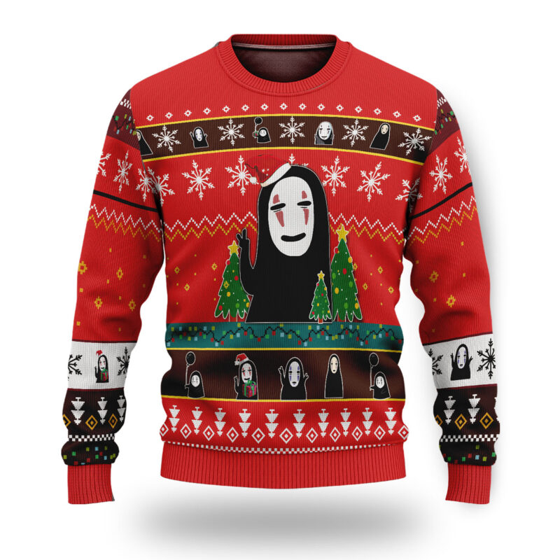 Spirited Away No Face Christmas Tree Ugly Christmas Sweater 1
