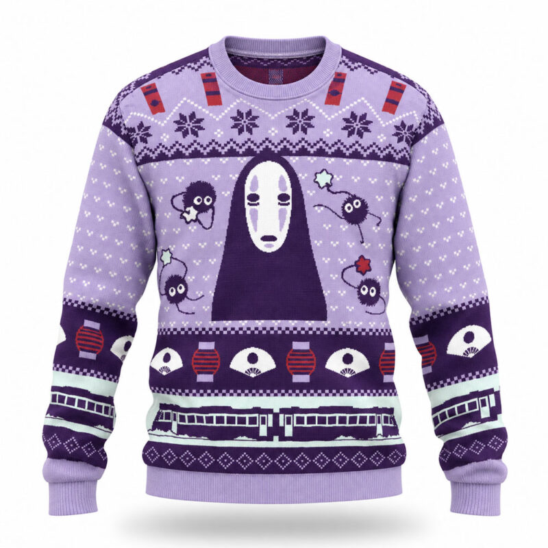 Spirited Away No Face Train Ugly Christmas Sweater