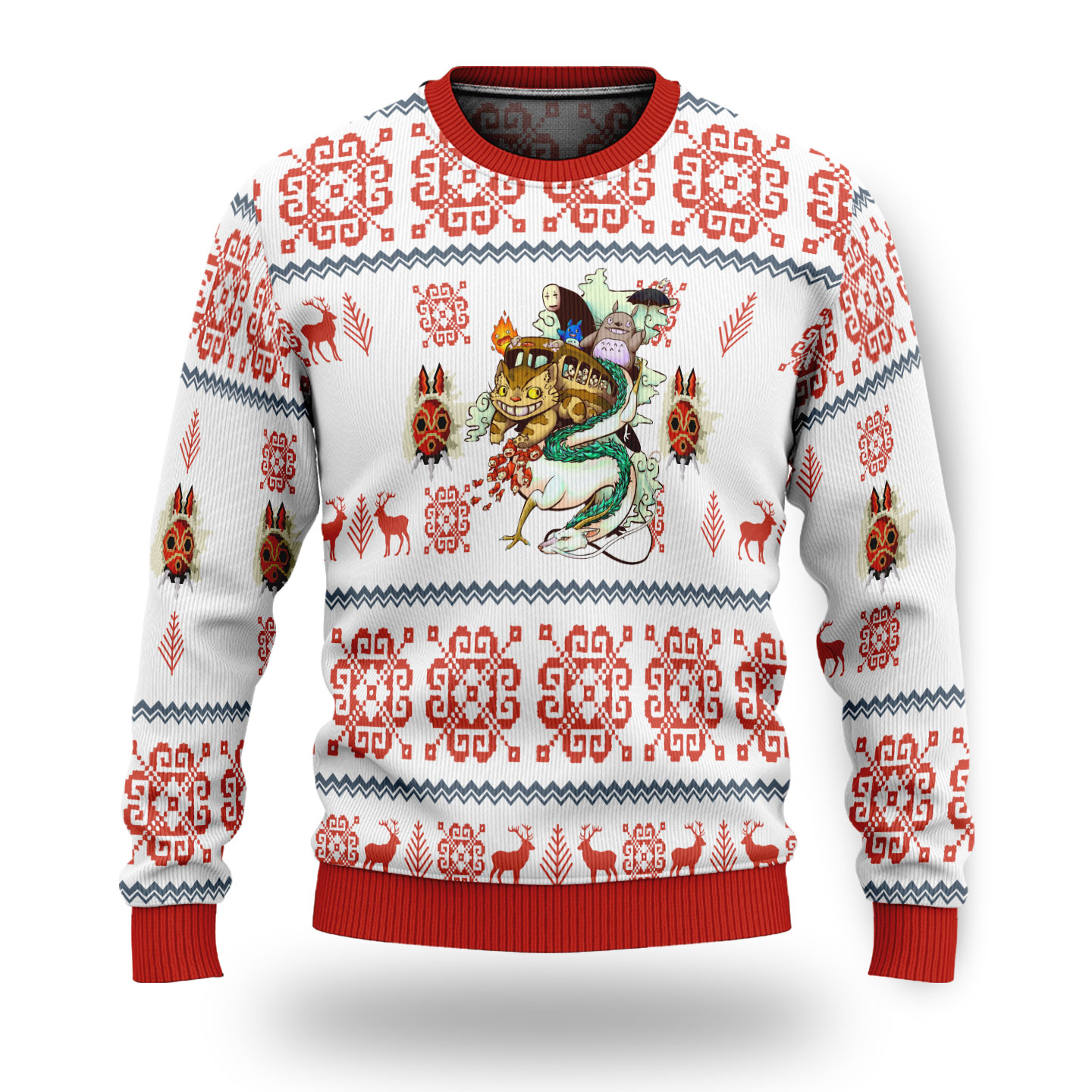 Studio Ghibli Catbus and Haku Ugly Christmas Sweater 6 Studio Ghibli Catbus and Haku Ugly Christmas Sweater 2