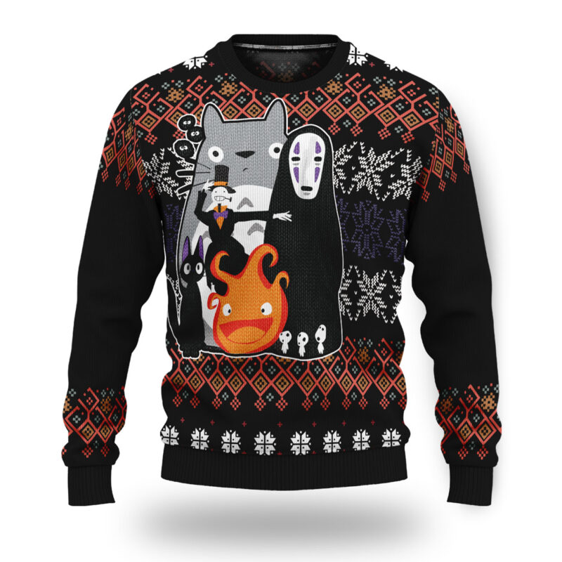 Studio Ghibli Characters Ugly Christmas Sweater 2