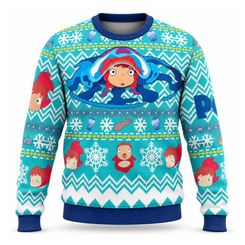 Studio Ghibli Ponyo Ocean Ugly Christmas Sweater 1