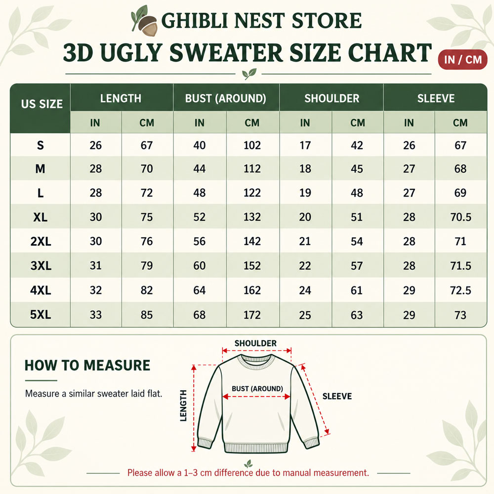 ghibli nest size chart christmas sweater